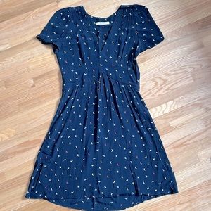Sessun: Navy Blue Cat Print Dress - Size Medium